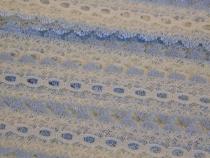 Feather Edge Eyelet Lace Per Meter 38mm Cream/Blue